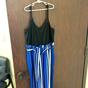 As U Wish Women’s Jump Suit Black/Blue Size Small
